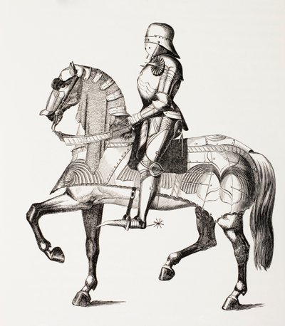 15th Century Knight in Full Armour Mounted on a Horse Clad in Armour, from 
